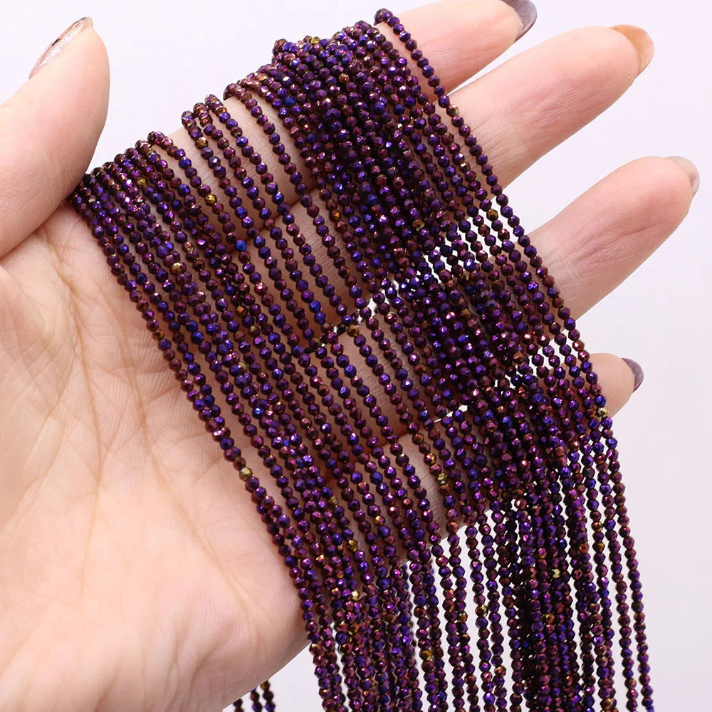 Natural Semi-Precious Stone Crystal Quartz Loose Beads Plating Color 2mm for Jewelry Making DIY Bracelet Necklace Lenght 38cm