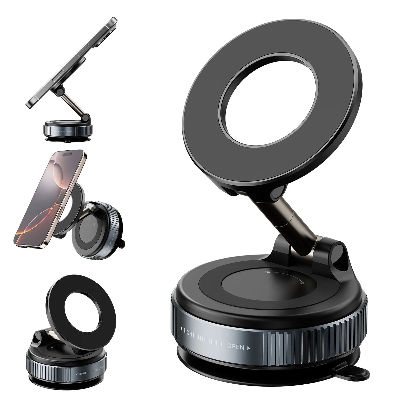 Strong Magnet Mobile Phone Holder with Suction Cup Car Navigation Bracket Efficient Vacuum Adsorption Phone Holder