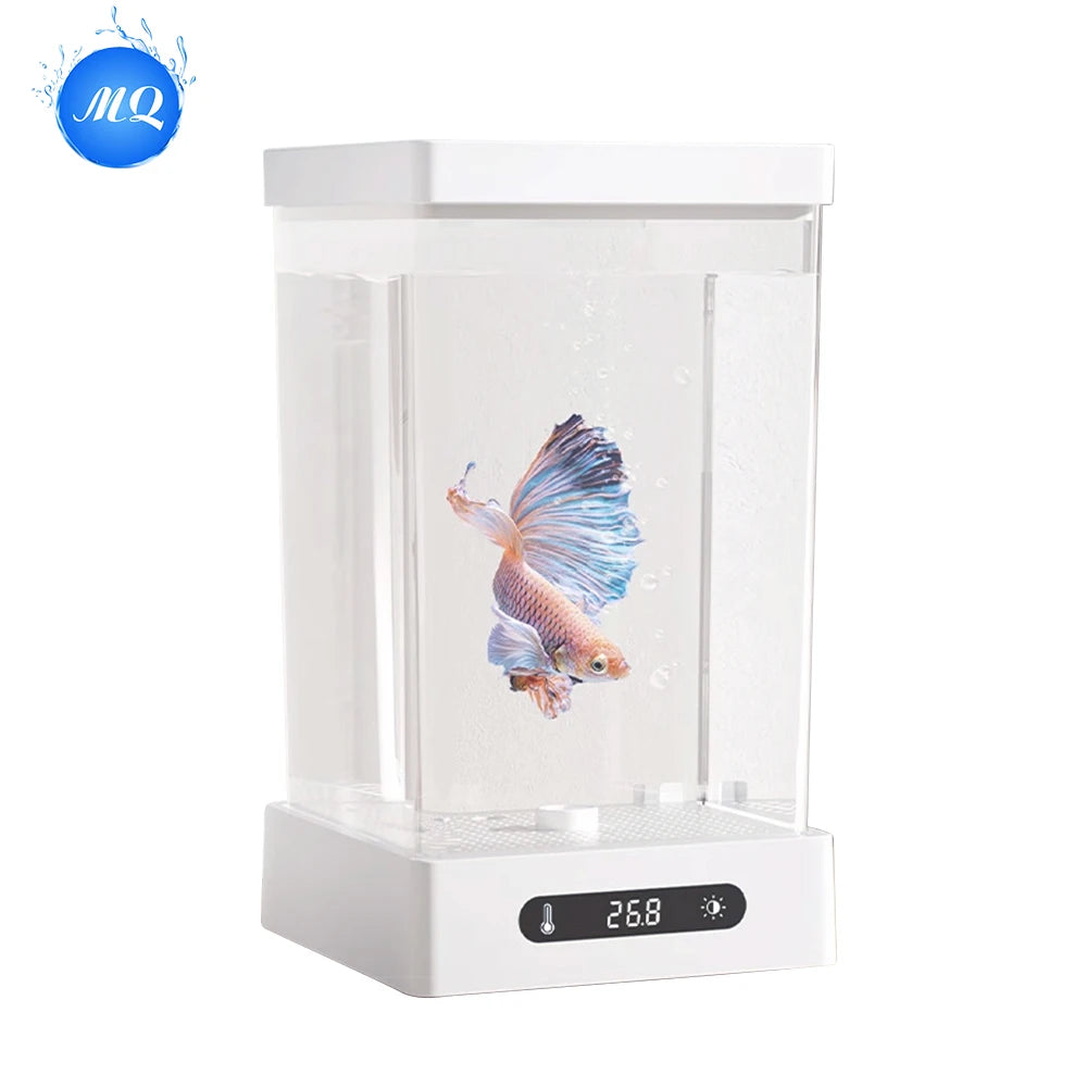 New Design Smart Fish Tank with Energy-efficient and Bright Full-spectrum RGB Lightings for 5cm or Smaller Aquatic Pets