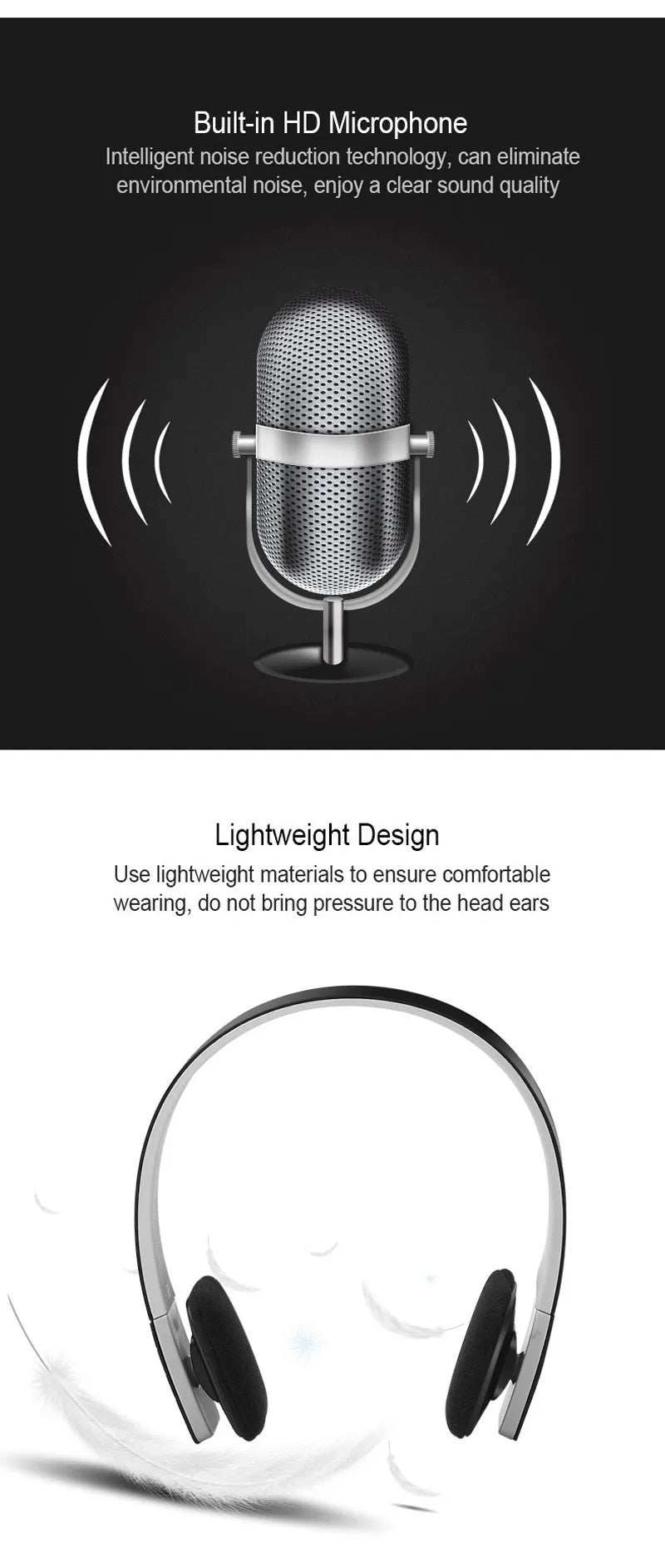 Sport Headphones HD Noise Cancelling Earphone Wireless Headset with Bluetooth USB TV Adaptor HiFi Deep Bass Sound for TV