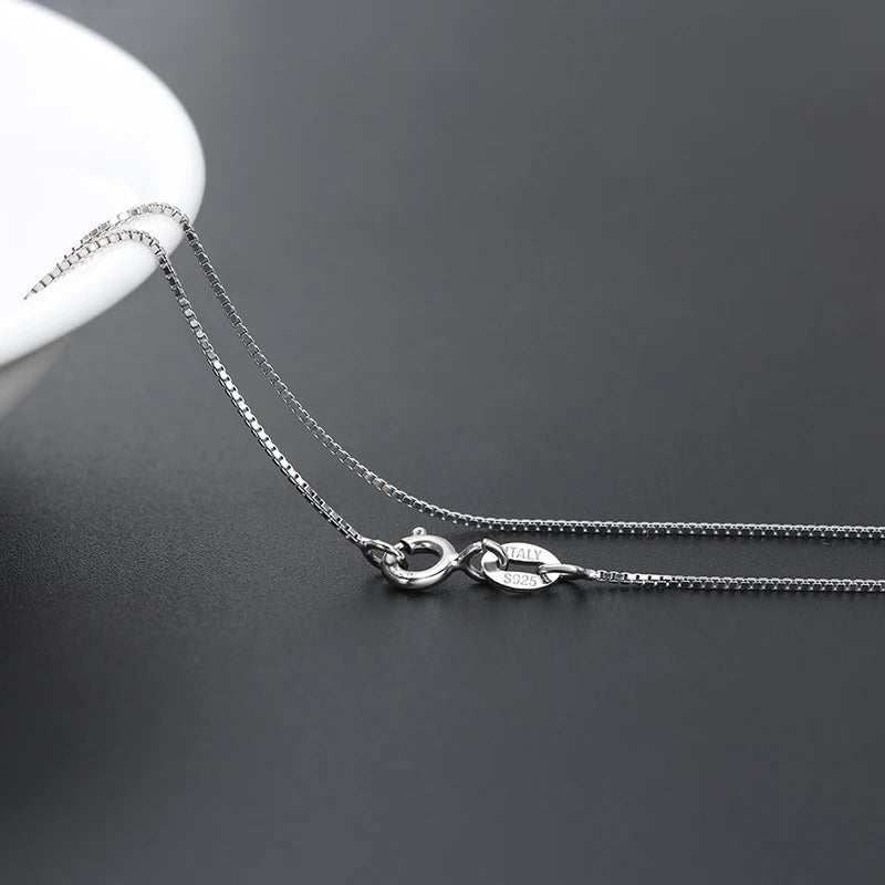 RINNTIN SC07 USA Local Stock Fine Jewelry 925 Sterling Silver Chain 0.6mm Rhodium Plated Box Chain for Necklace