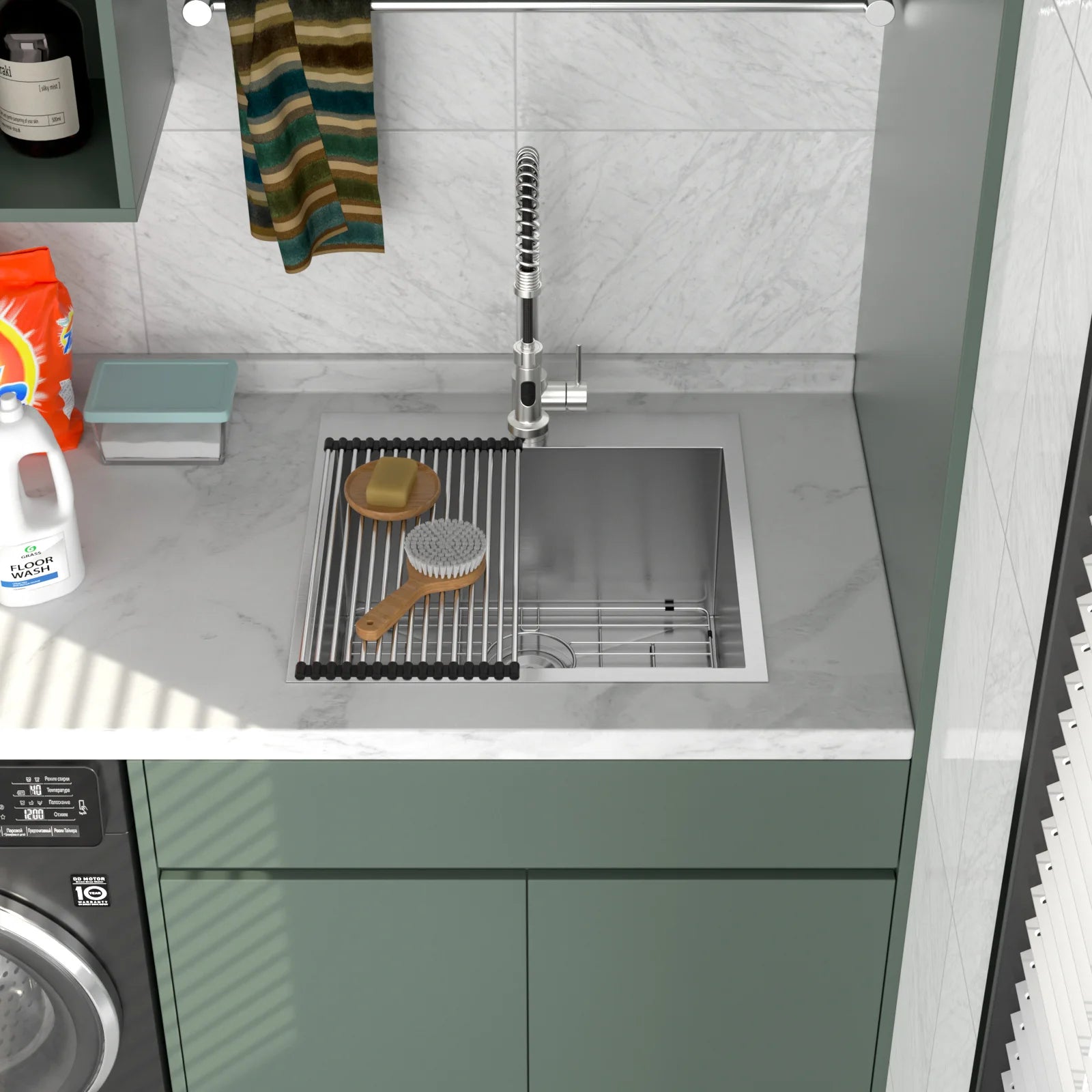Sarlai 12" Deep Laundry Room Stainless Sink 12" Deep Top Counter Laundry Room Stainless Sink Single Bowl Laundry Utility Sink