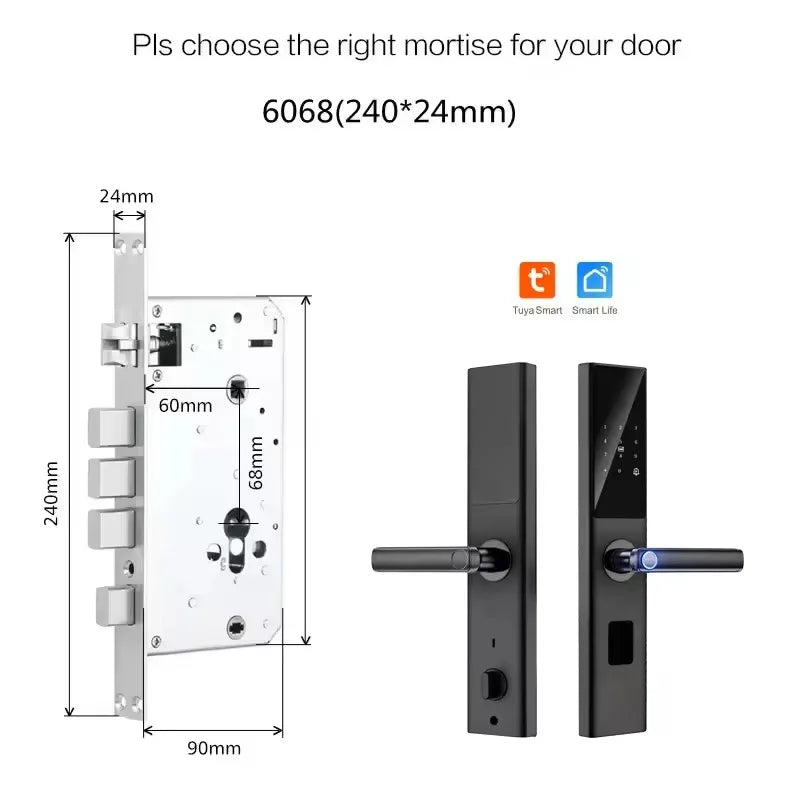 SAIJIA Smart Home Smart Electric Rim Lock With Tuya App Control Wifi Outdoor Gate Door Fingerprint Smart Lock