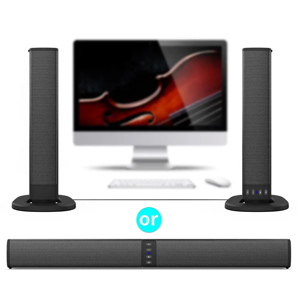 20W Wireless Column Soundbar Bluetooth Speaker Powerful 3D Music Sound bar Home Theater Aux 3.5mm rca TF card For TV PC BS36
