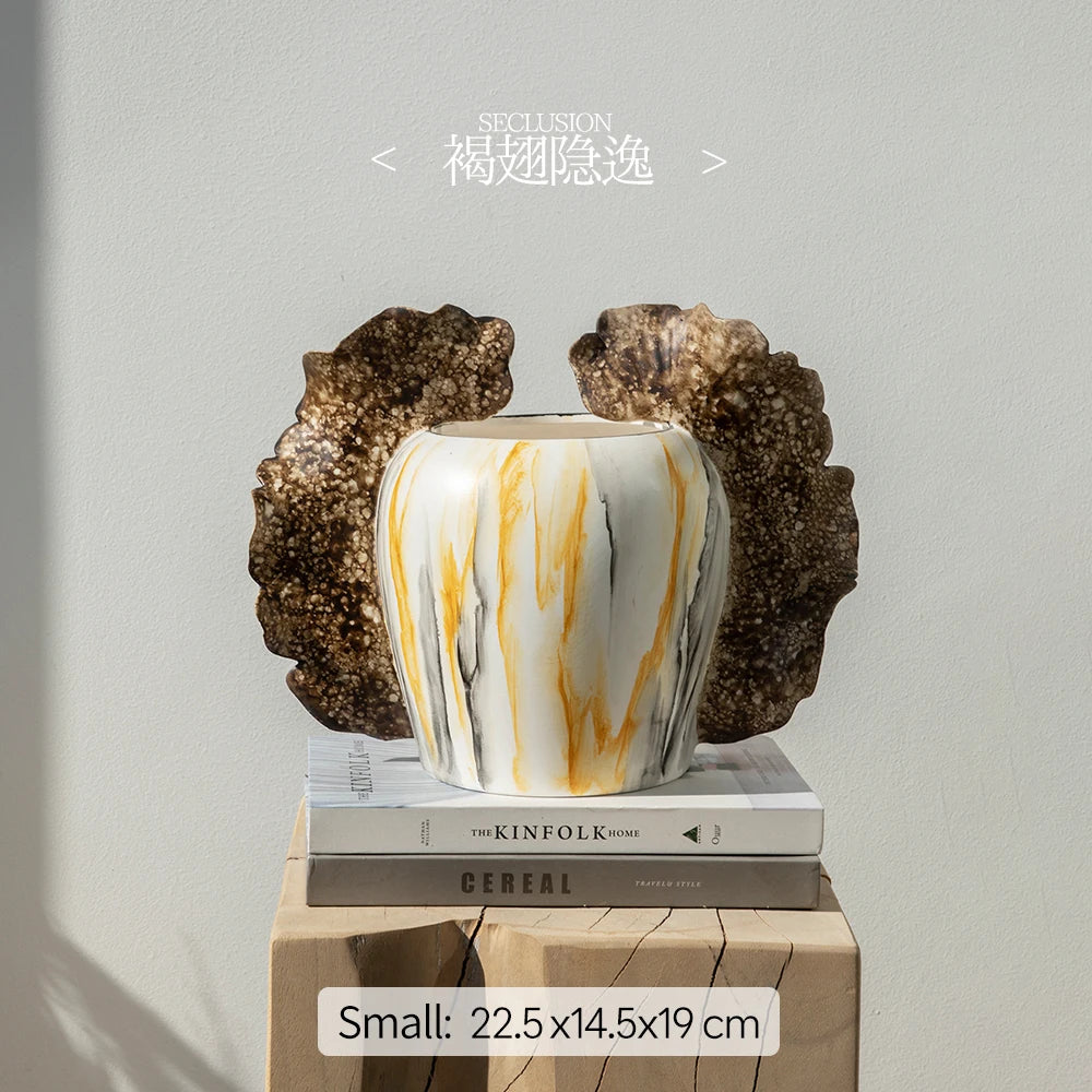 Merlin Living Hand Painting Flower Vase for Home Decor Butterfly Vase Ceramic Decoration Chaozhou Ceramic Factory Wholesale