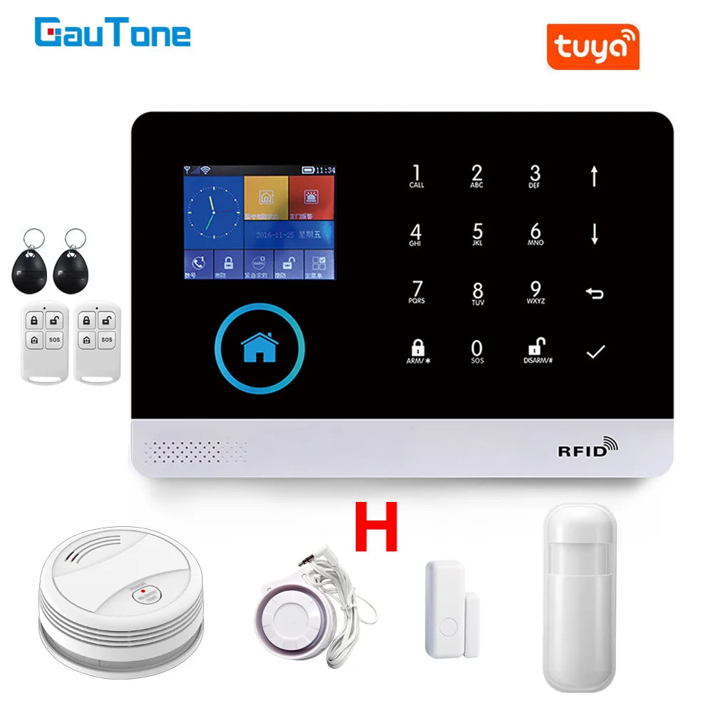 Smart Home WiFi GSM Alarm System for Home with Motion Sensor Wireless Siren Night Vision IP Camera Tuya Support Alexa