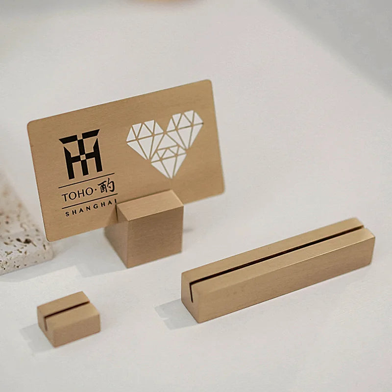 Mordem  Personalized Brass  Table  Card Holder Price Tag Holder Business Card Desktop Table Card Holder Photo Clip Cube Stand