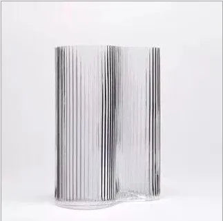 Wholesale Striped Design Modern Glass Vases Latest Modern Design Art Recycled Striped Glass Vase for Home Decoration Floor Vase