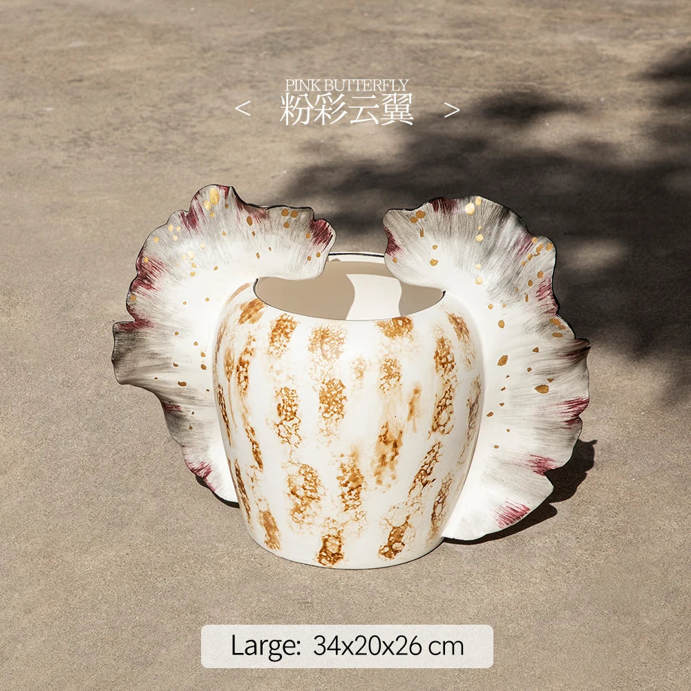 Merlin Living Hand Painting Flower Vase for Home Decor Butterfly Vase Ceramic Decoration Chaozhou Ceramic Factory Wholesale