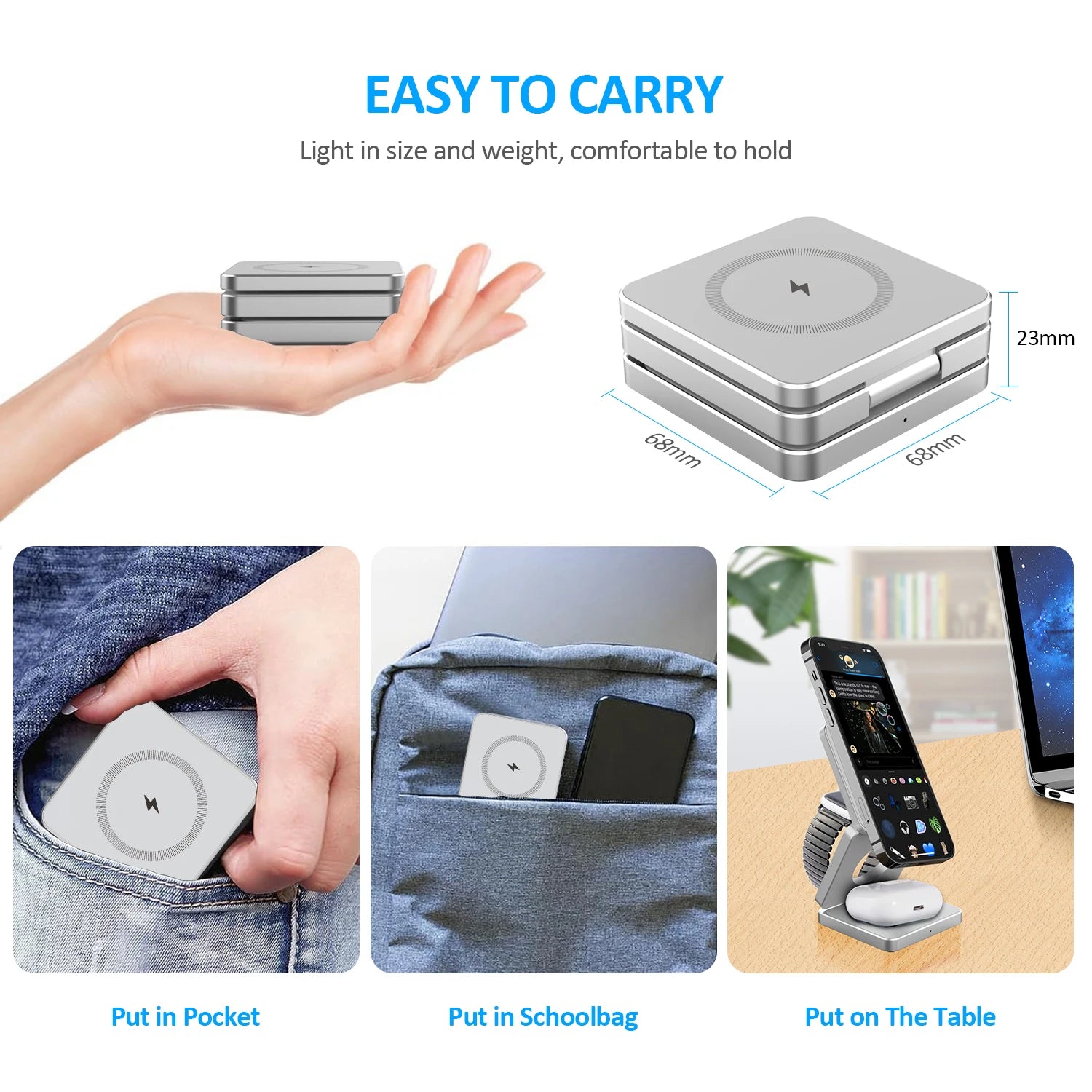 Magnetic Foldable Wireless Charger 3 in 1 Folding Wireless Charging for iPhone 17/16/15/14/13/12/ Pro Fast Charging Dock Station