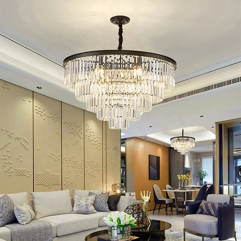 Modern E14 Crystal Ceiling Light Suspended Chandelier for Hotels Bedrooms Dining Rooms