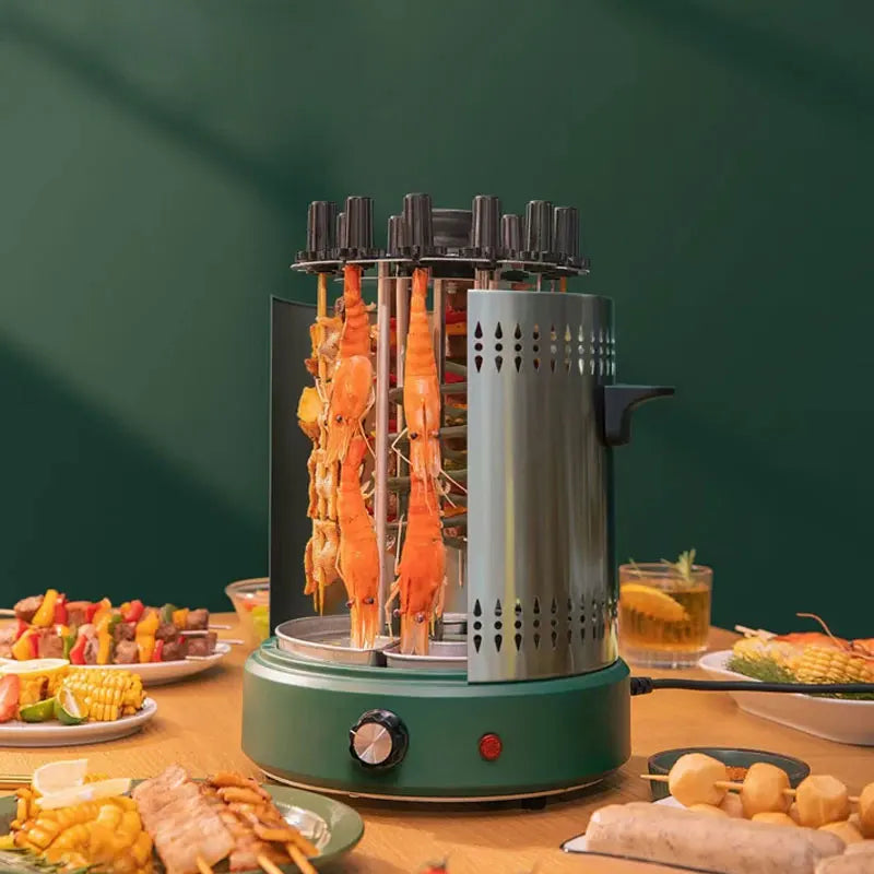 Electric Bbq Kebab Grill Machine Automatic Rotating Barbecue Smokeless Oven Skewers Grill Machine Meat Kebab Heating Stove