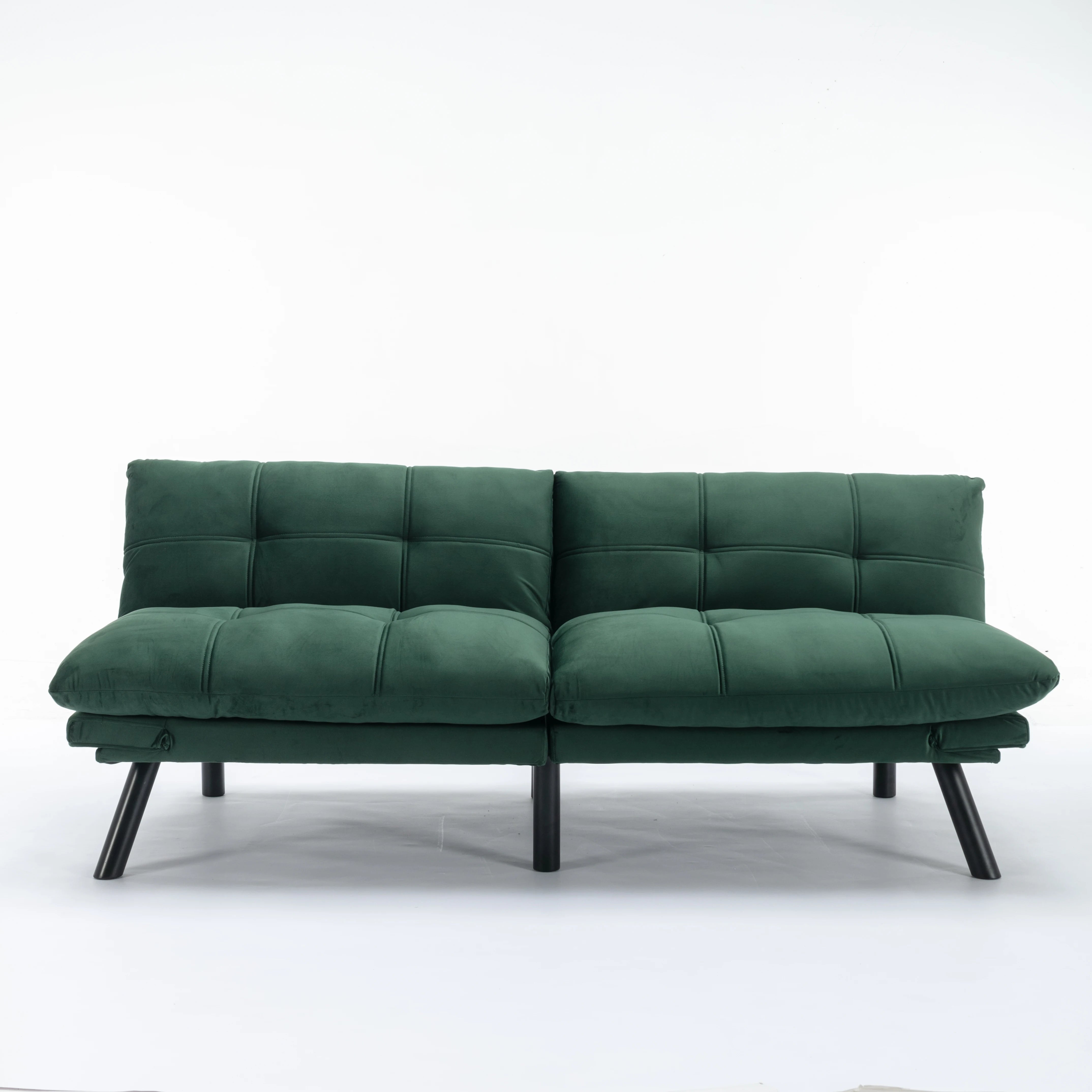 Convertible Folding Sofa Bed 2-Seater Modern Upholstered Sleeper Adjustable Armrests Backrest Space-Saving Twin Apartment