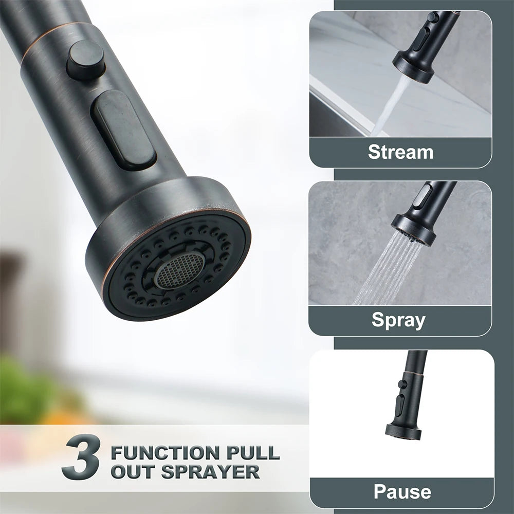 Kitchen Faucet with Pull Down Sprayer,Kitchen Sink Faucets with Soap Dispenser,High Arc Utility Sink Faucet for Sink,Bar,Laundry