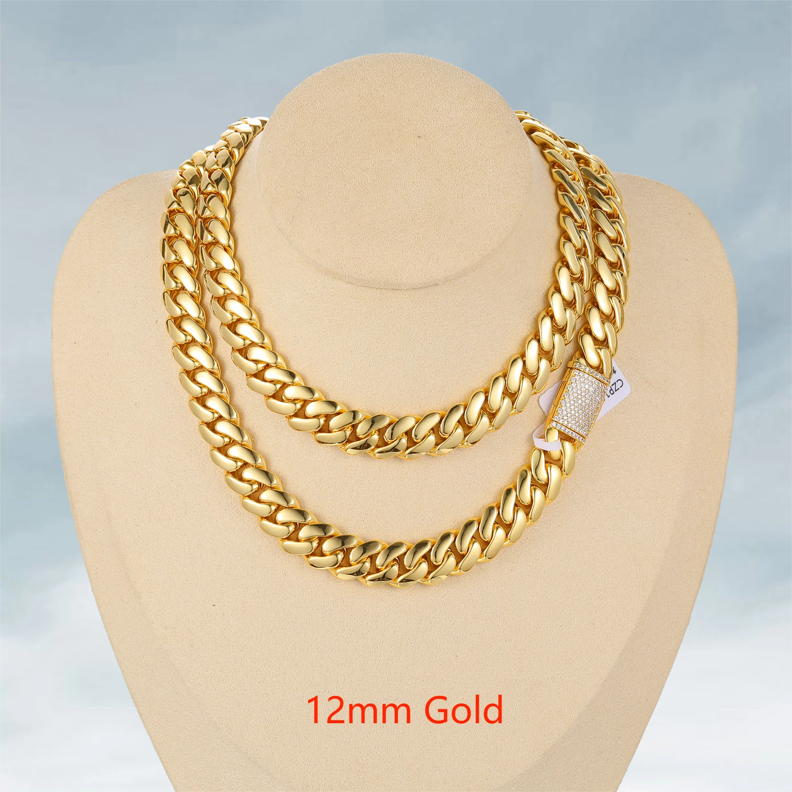 Cadenas Cubana Wholesale Hip Hop Jewelry Luxury 14K 18K 24K Gold Plated Choker Solid Miami Cuban Link Chain Necklace for Men