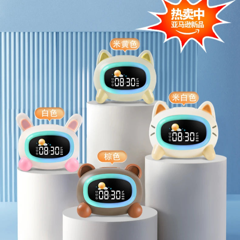 Rechargeable Smart Alarms Lcd Child Clock LED Night Wake-up Lights Usb and Lamps Rabbit Wholesales Table Clocks for Children