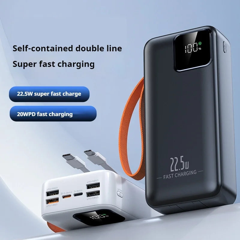 High Quality 50000mAh Power Banks Fast Charging Power Bank Portable Charger Built-in  2 Cables Fast 50000mah Power Bank