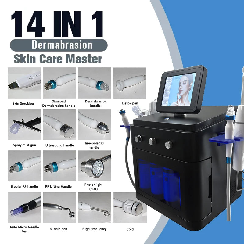 14-in-1 Hydro Facial Machine Professional Deep Cleansing Blackhead Remover & Pore Minimizer for Salon/Home