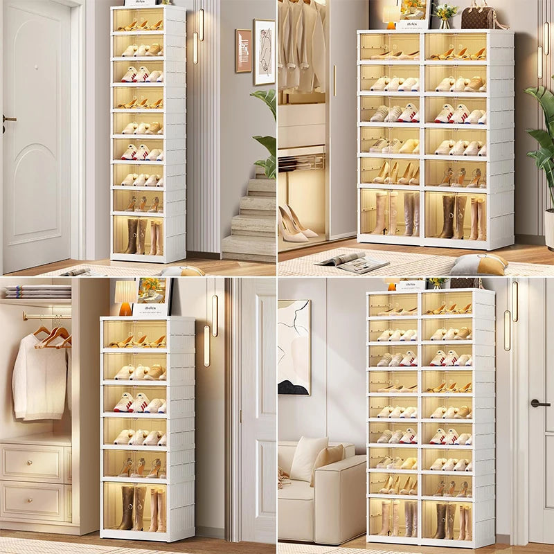 Living Room Furniture 6 Tier Foldable Plastic Shoe Rack Storage Cabinet Modern