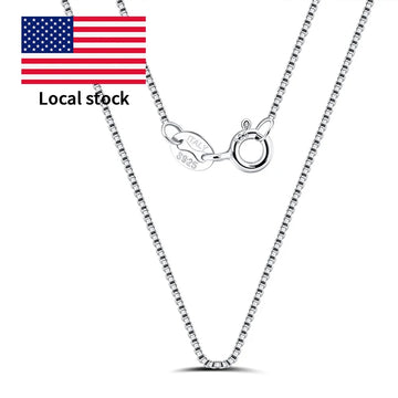 RINNTIN SC07 USA Local Stock Fine Jewelry 925 Sterling Silver Chain 0.6mm Rhodium Plated Box Chain for Necklace