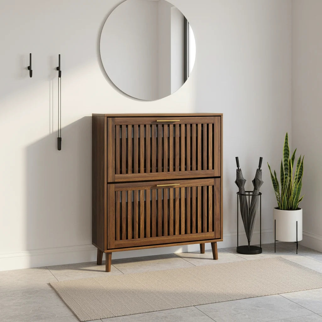 Wooden Shoe Cabinet Storage for Entryway and Modern Shoe Rack Cabinet for Living Room