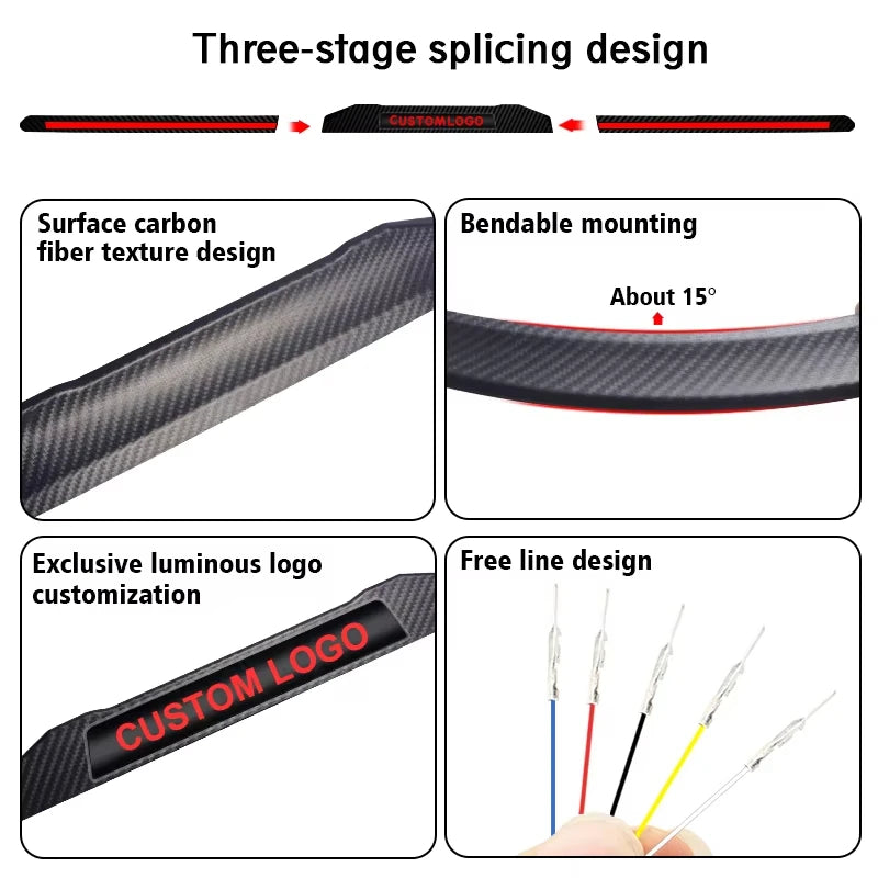 DIY Adjustable Car Tail Wing Decorative Lights Brake & Steering Dynamic Warning Accessories