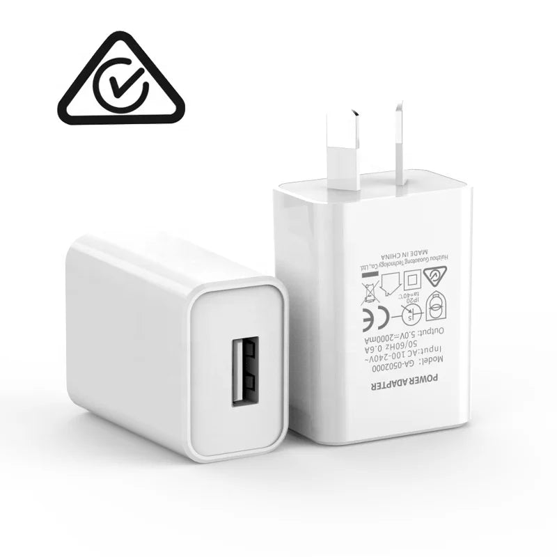 Premium RCM SAA C-Tick Certified Australia AU PLUG 5VDC 2A 10W USB Wall Travel Charger for All Mobile Phones