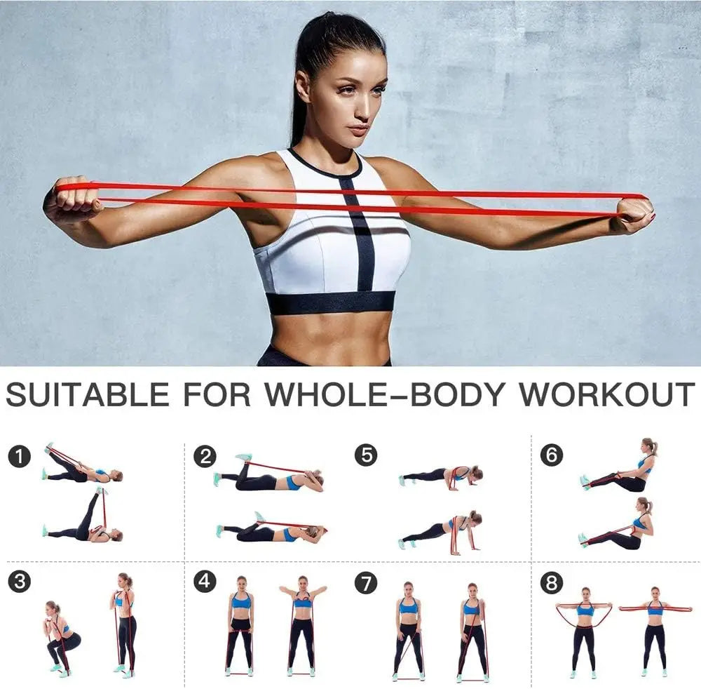 Custom Latex Rubber Pull up Resistance Bands Elastic Long Strength Training Workout Home Exercise Fitness Bands Gym Equipment