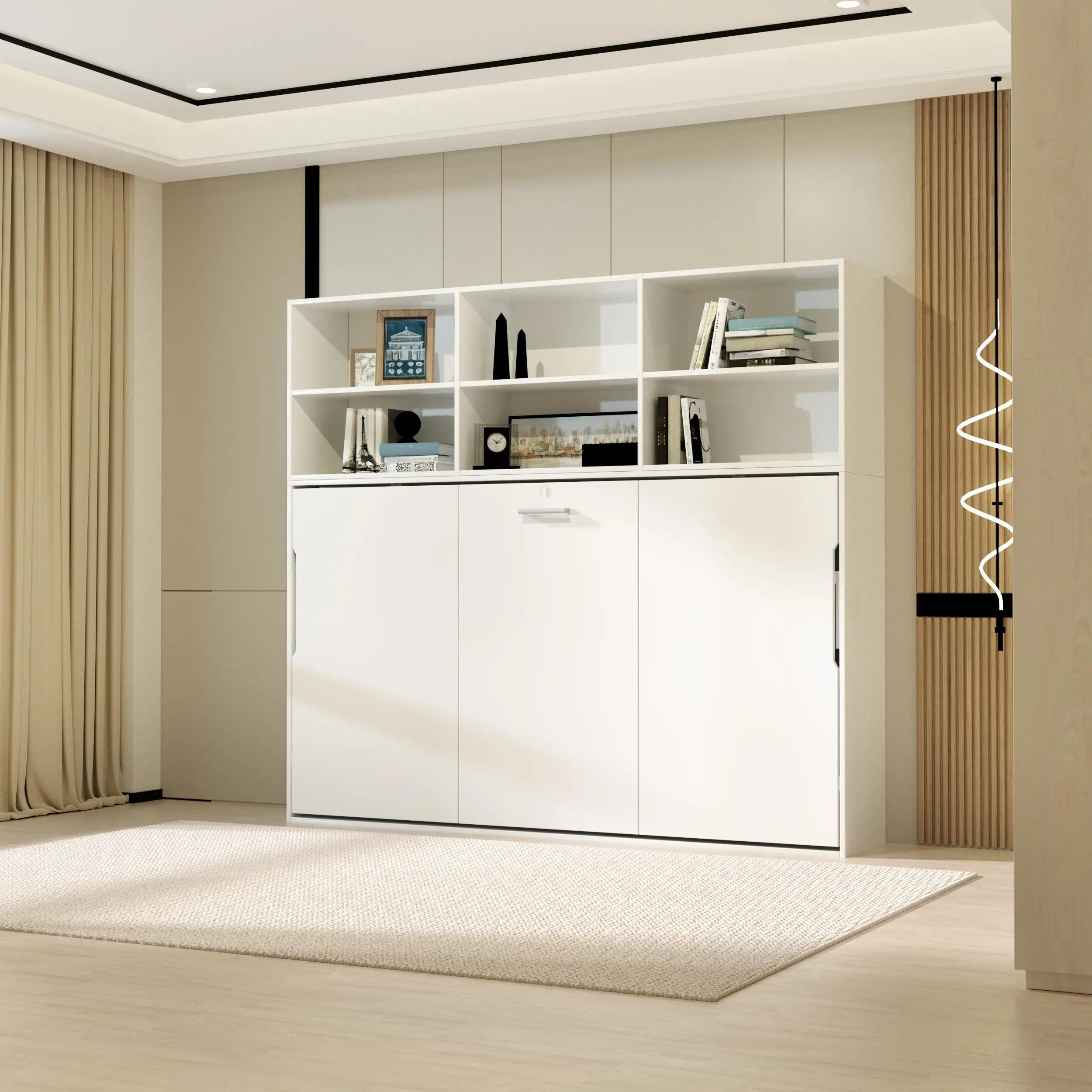 US Stock High Quality Modern Storage Twin Size Space Saving Hidden Wall Murphy Bed Wood Plywood Panel Style