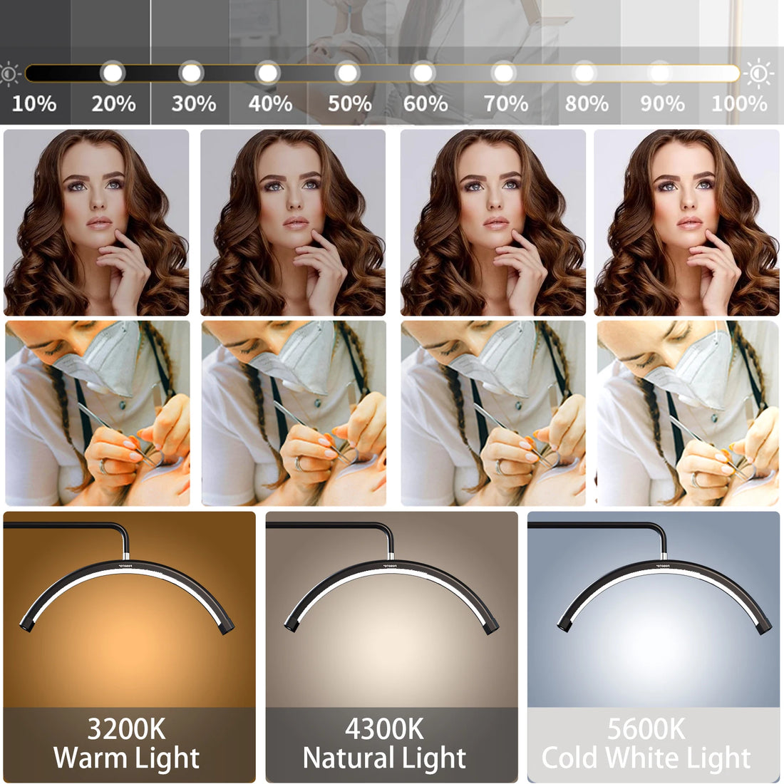 FOSOTO 28inch Y8II LED Half Moon Light Lamp for Lashes Cosmetic Fill Light Led Studio Light for Eyelash Extension Beauty Tattoo