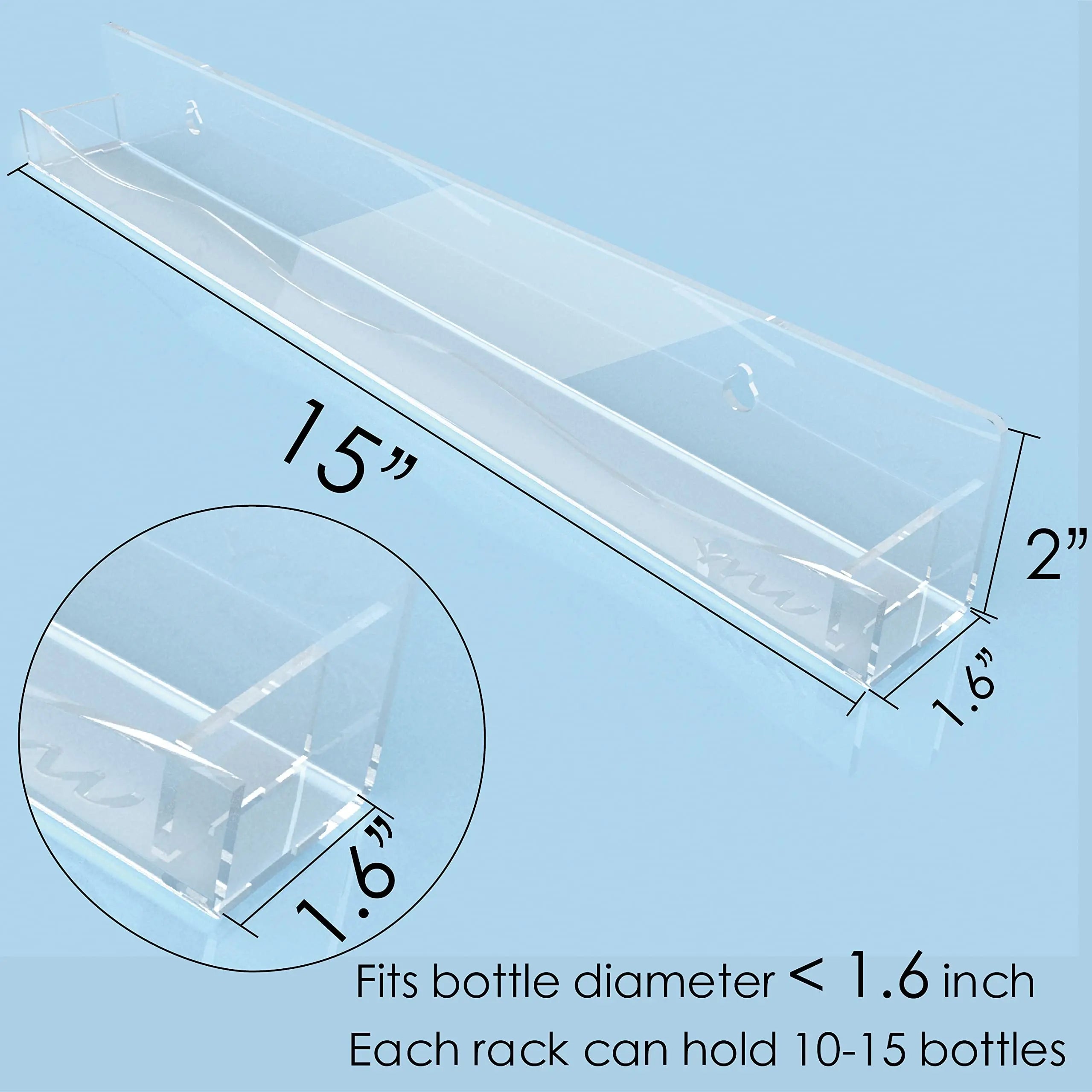 2pcs Acrylic Nail Polish Organizer Wall Mounted Transparent Polish Display Stands Holders Nail Tech Organizers and Storage Rack