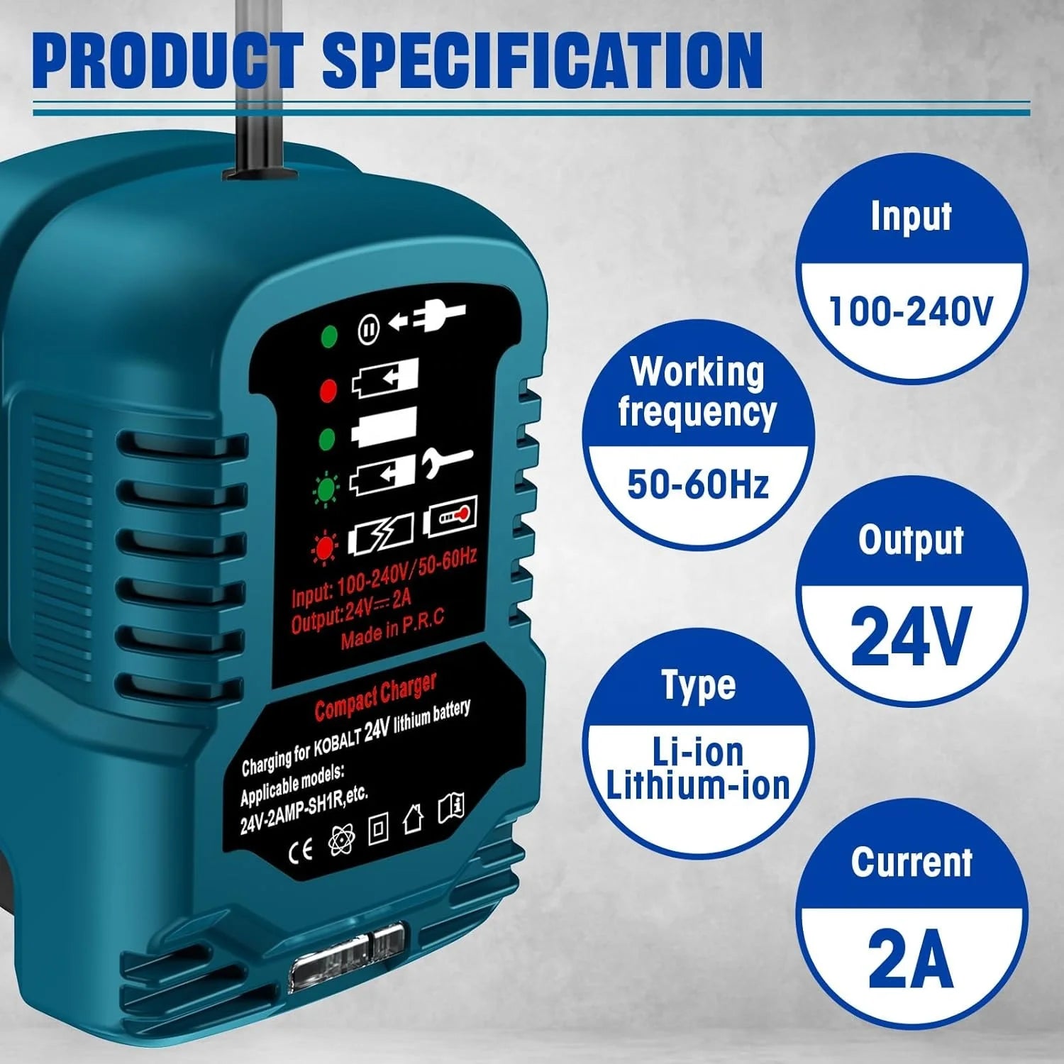 Fast Mini Charger Replacement for Kobalt 24V Battery Charger Compatible with Kobalt KB624-03 KB424-03 Series Power Tools Battery