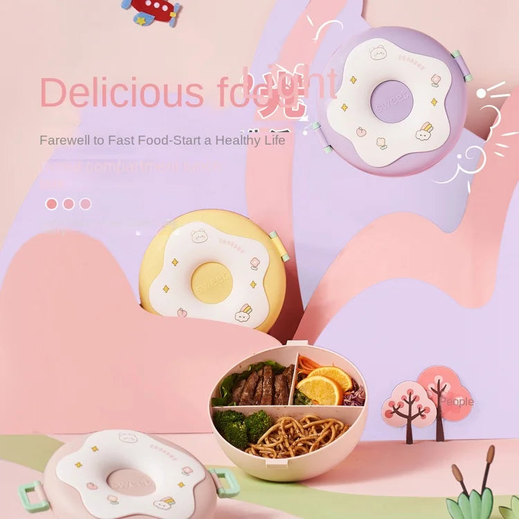 Hot Sale Cute Donut Insulated Lunch Box Microwave-Friendly Fruit Storage for Travel Camping Student Office Outdoor Picnic