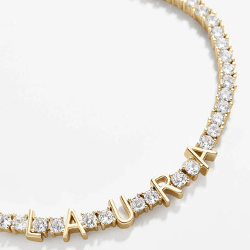 Lateefah Trendy Personalized OEM Gold Stainless Steel Letter Custom Name Zircon Tennis Bracelet