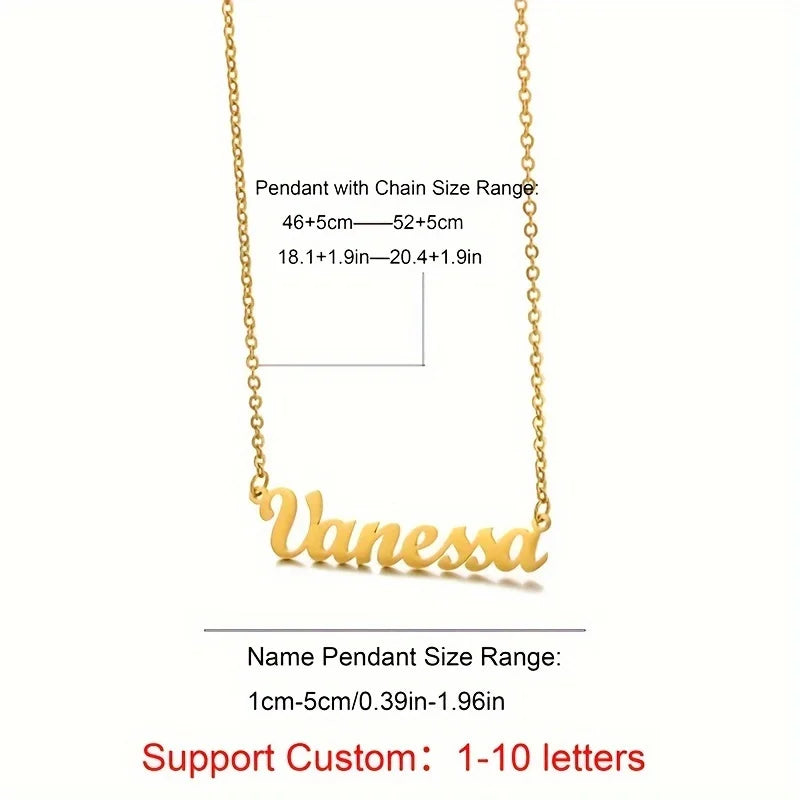 Gold Plated Fashion Fine Jewelry Stainless Steel Chain Pendant Choker Custom Personalized Name Necklaces for Women Birthday Gift