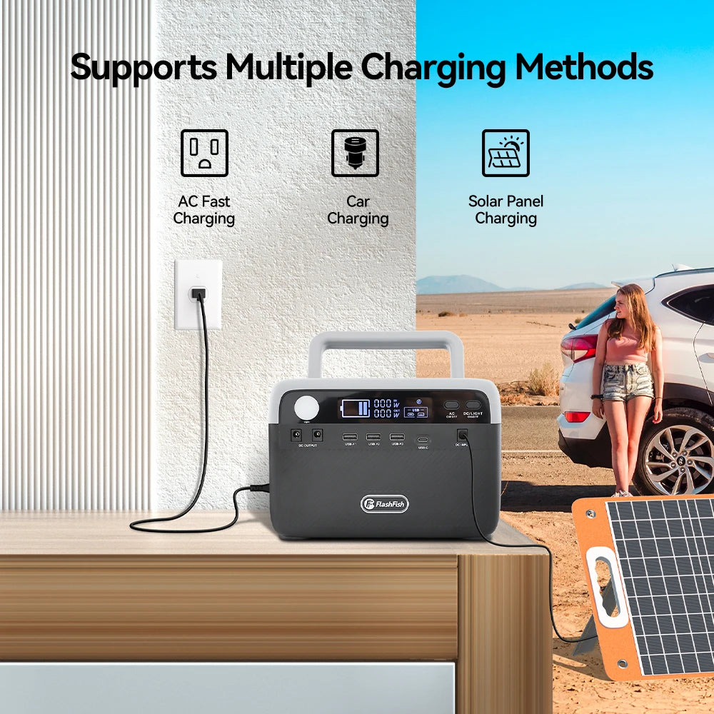 EU USA Warehouse Free Shipping Power Banks 300W Inverter Solar Generators Portable Power Station with Panel for Outdoor Camping