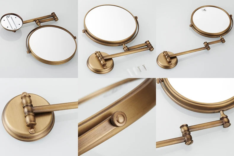 Bathroom Accessories Makeup Mirror Bath Mirror Antique Bronze Wall Mounted Magnifier Bathroom Mirrors Bathroom Hardware-80290