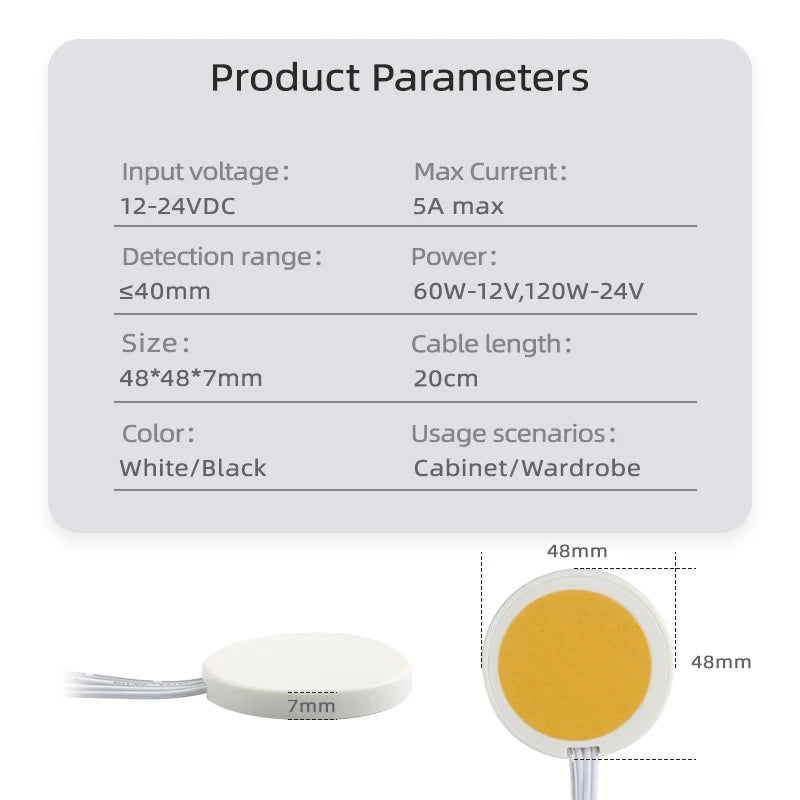 Can Penetrate 40mm Wooden Panel Sensor Switch LED Touch Sensor 12V 24V 60W Touch Switch, Suitable for Hidden Installation