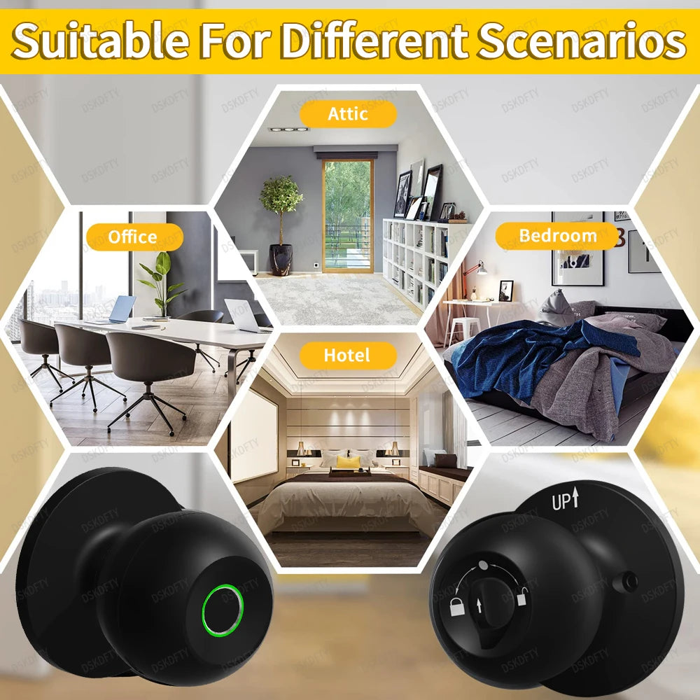 Wholesale Bathroom Tuya Smart Knob With Key Fingerprint Bathroom Hardware Accessories Door Lock