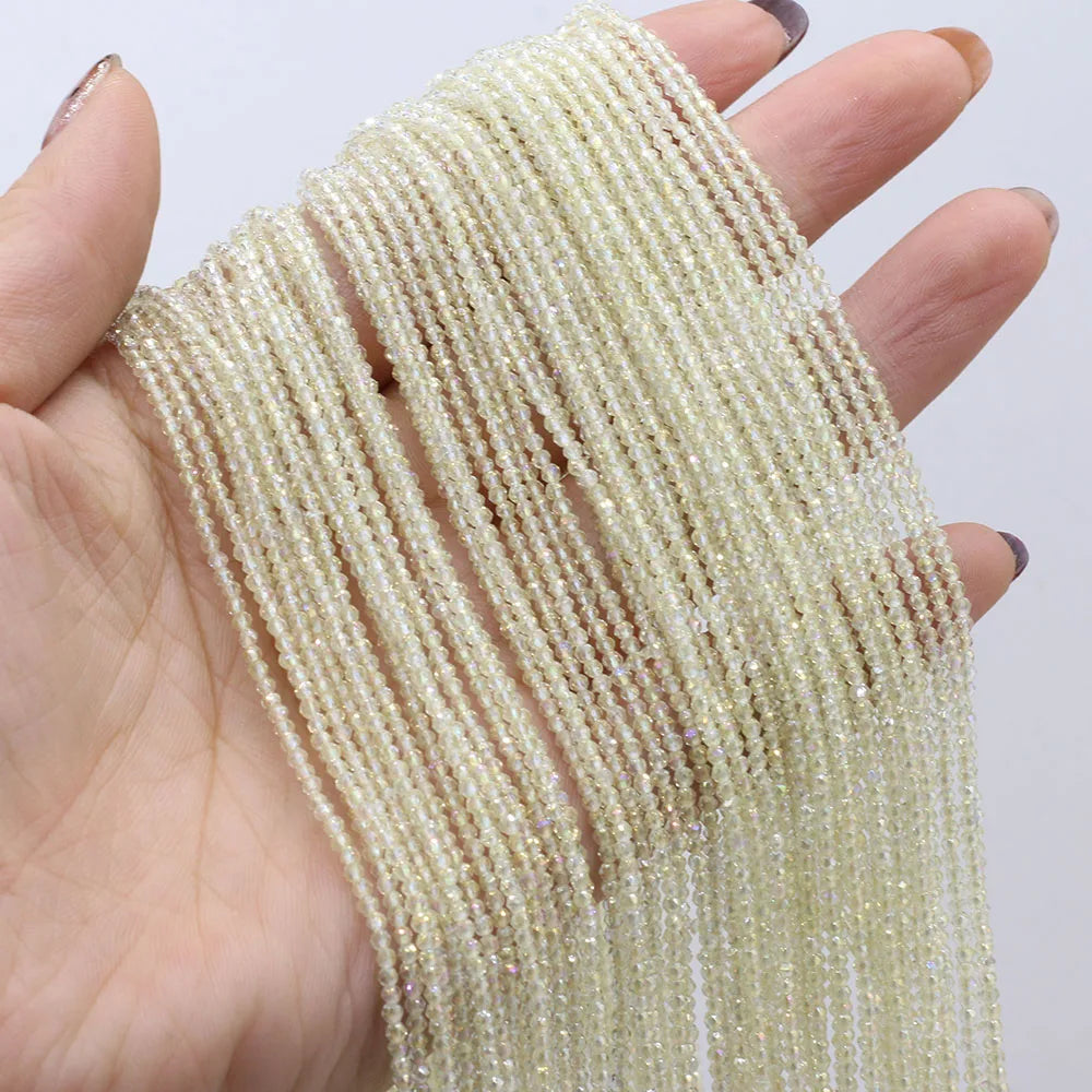 Natural Semi-Precious Stone Crystal Quartz Loose Beads Plating Color 2mm for Jewelry Making DIY Bracelet Necklace Lenght 38cm