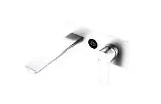 Modern Single-handle Copper Ceramic Bathroom Basin Faucet with Brushed Gold Finish Single-hole Installation Digital Display
