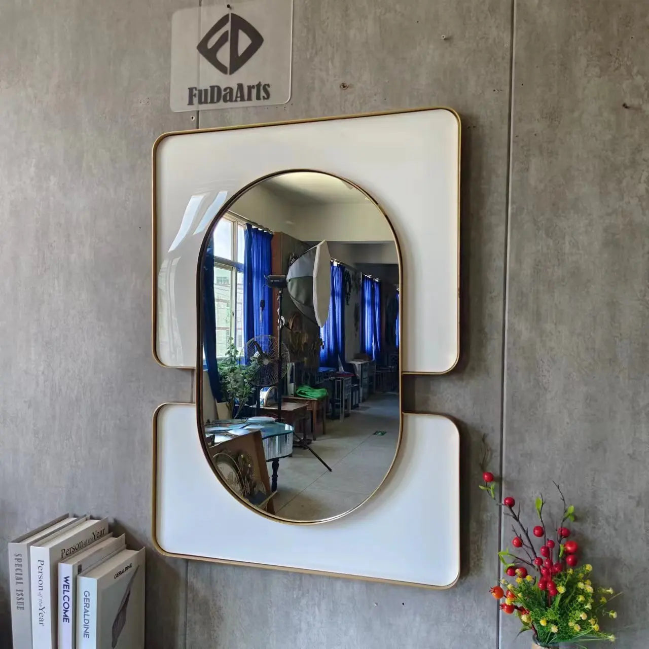 80x60CM Factory Price Large Modern Gold Metal Frame Wall Art Living Room Home Decor Hanging Mirror for Sale Dropshipping DDP
