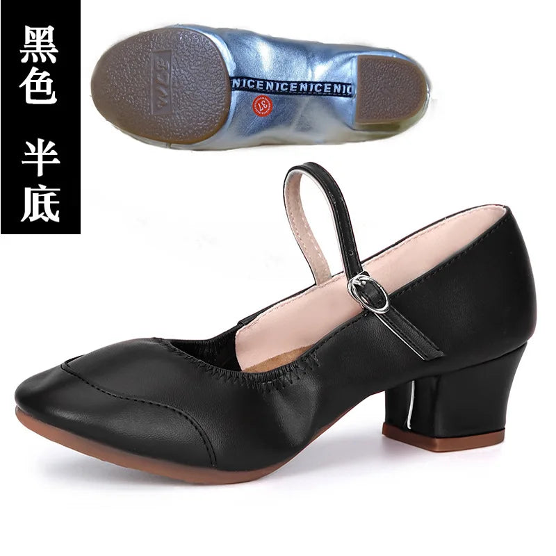 50%OFF Shoes Latin Dance-Shoes for Ladies Modern Tango Dancing  Square Heels Red Salsa Shoes Closed Toe Rubber Sole