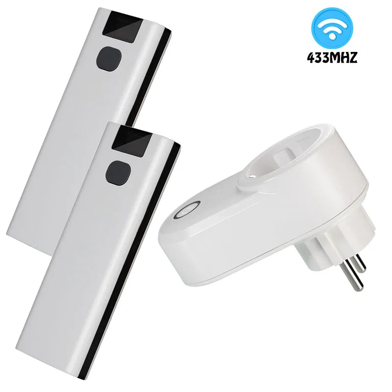 Wireless Remote Control Switch Electrical Outlet Smart EU Wall Socket and 433mhz Transmitter 220V 15A Plug for LED/Light/Lamp