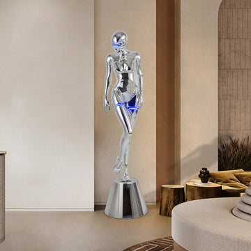 Modern Silver Resin Floor Lamp  for Living Room Hotel Lobby Villa-for Residential Commercial Spaces
