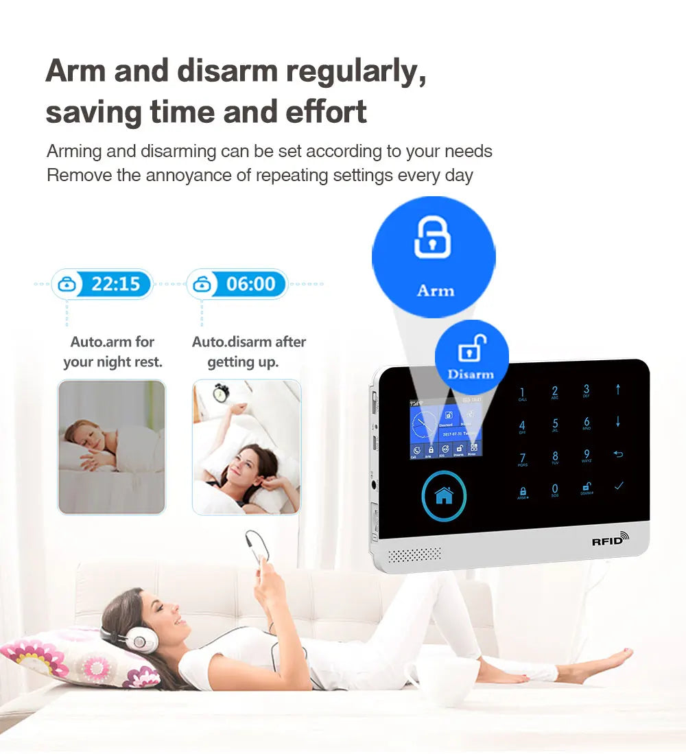 Smart Home WiFi GSM Alarm System for Home with Motion Sensor Wireless Siren Night Vision IP Camera Tuya Support Alexa