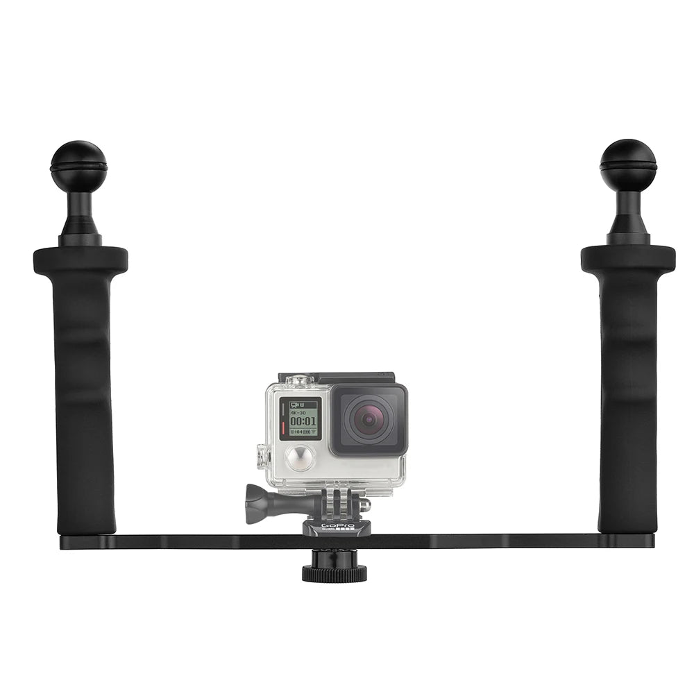 SHOOT Dual Handheld Aluminum Alloy Stabilizer with Ball Head Mount and Diving Tray for Underwater Photography and Video Shooting
