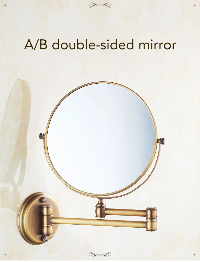 Bathroom Accessories Makeup Mirror Bath Mirror Antique Bronze Wall Mounted Magnifier Bathroom Mirrors Bathroom Hardware-80290