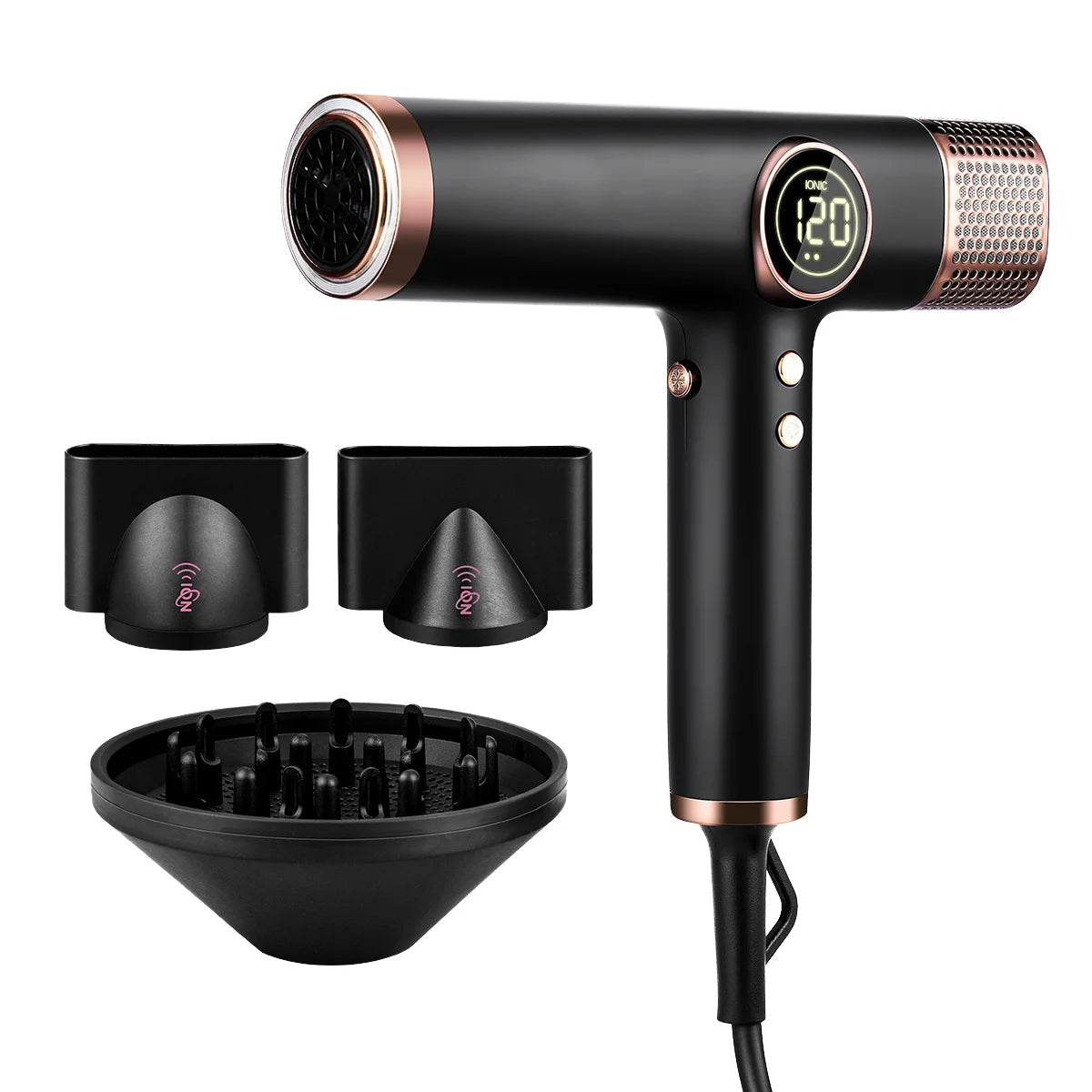 5 in 1 Hair Dryer Set 110000rpm High Speed Hair Dryer with LCD Display Curler Nozzle Styling Tools Hair Blow Dryer