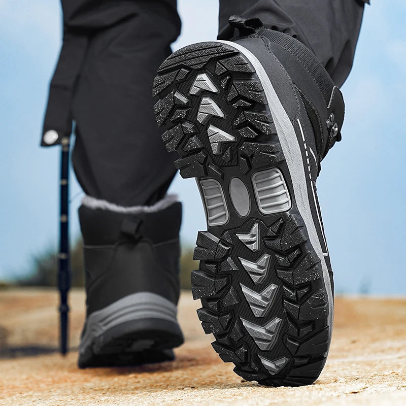 Men's Large Size Outdoor Hiking Boots Casual Sports Shoes with Waterproof and Warm  Comfortable for Winter Sports